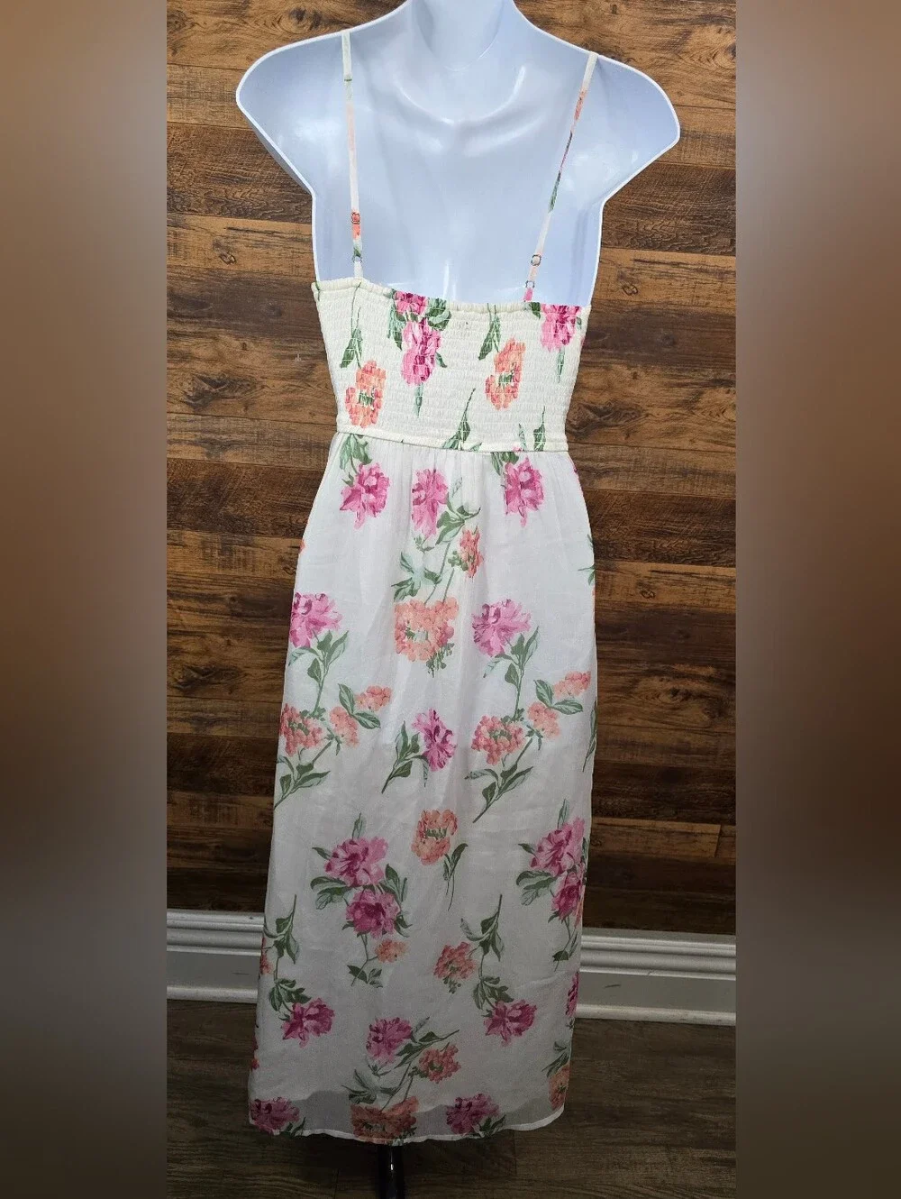 Abercrombie & Fitch White Maxi Dress with Pink Floral Print
